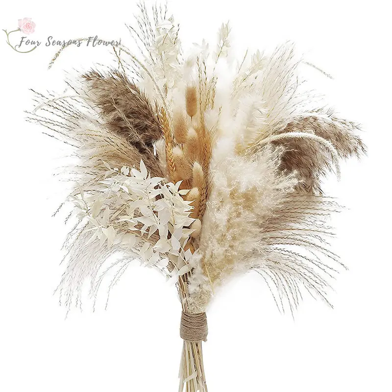 

80PCS Dried Flowers Pampas Grass Bouquet Ruscus Boho Home Decor Fully Phragmites Reed Natural Bunny Tail Wedding Decoracion Boda