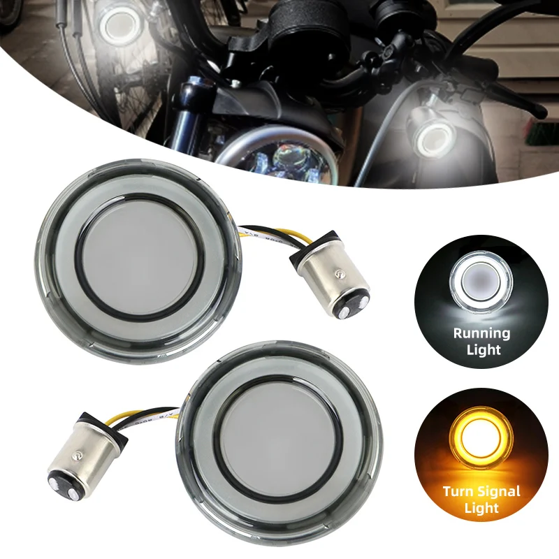 

Motorcycle Gray Front Turn Conversion Signal Bullet 1157 Light For Harley Touring Electra Glide Sportster XL883 1200 X48 72 Dyna