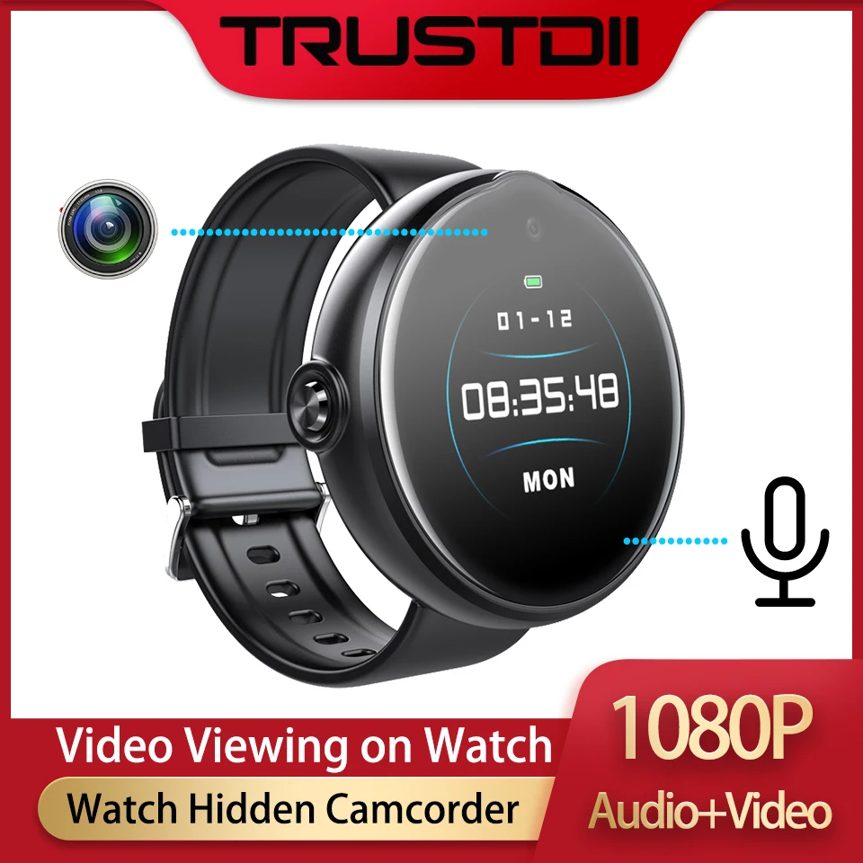 Trustdii HD 1080P Video Camera Watch Audio Voice Recorder Mini Micro Camcorder Action Sport Cam Camera Photo Camera Watch