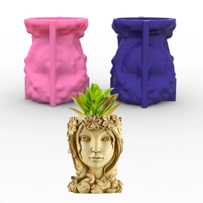 

Goddess Gypsum Flower Pot Silicone Resin Mold Epoxy Resin Casting Mold Succulent Vase Cement Mold Candle Holder Mold