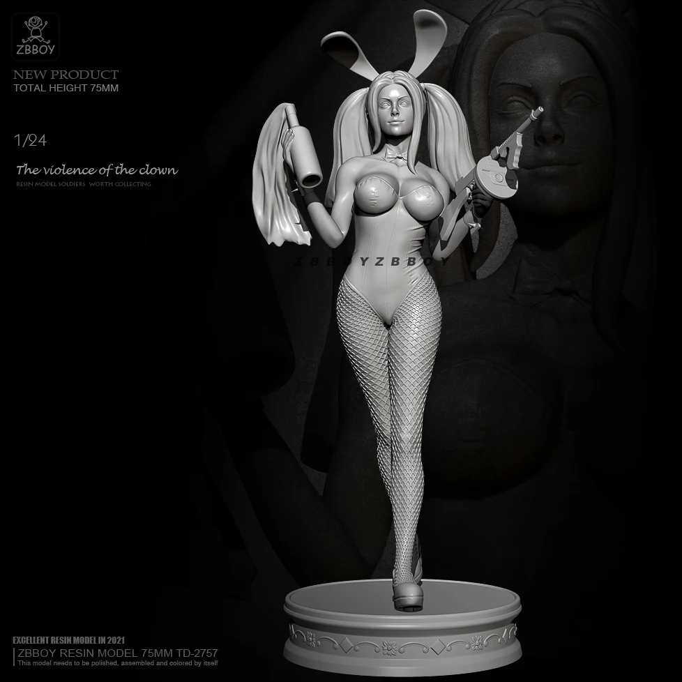 

75mm 1/24 Resin model kits figure beauty colorless and self-assembled TD-2757