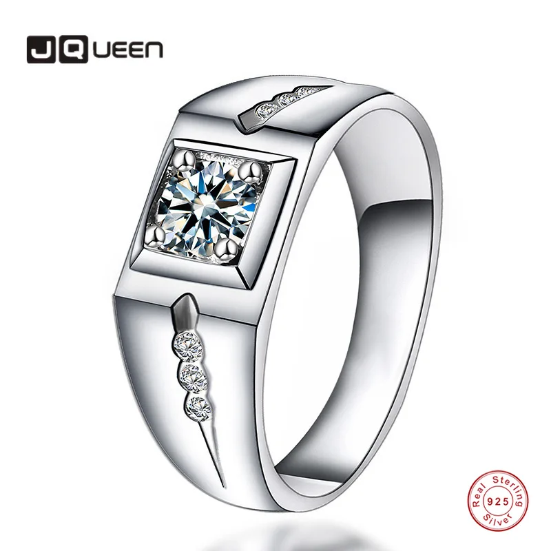 

JQUEEN Square Wedding Ring Set 5A Cubic Zirconia Simulated diamonds Plated Platinum for Men 925 Jewelry Crystal Rings