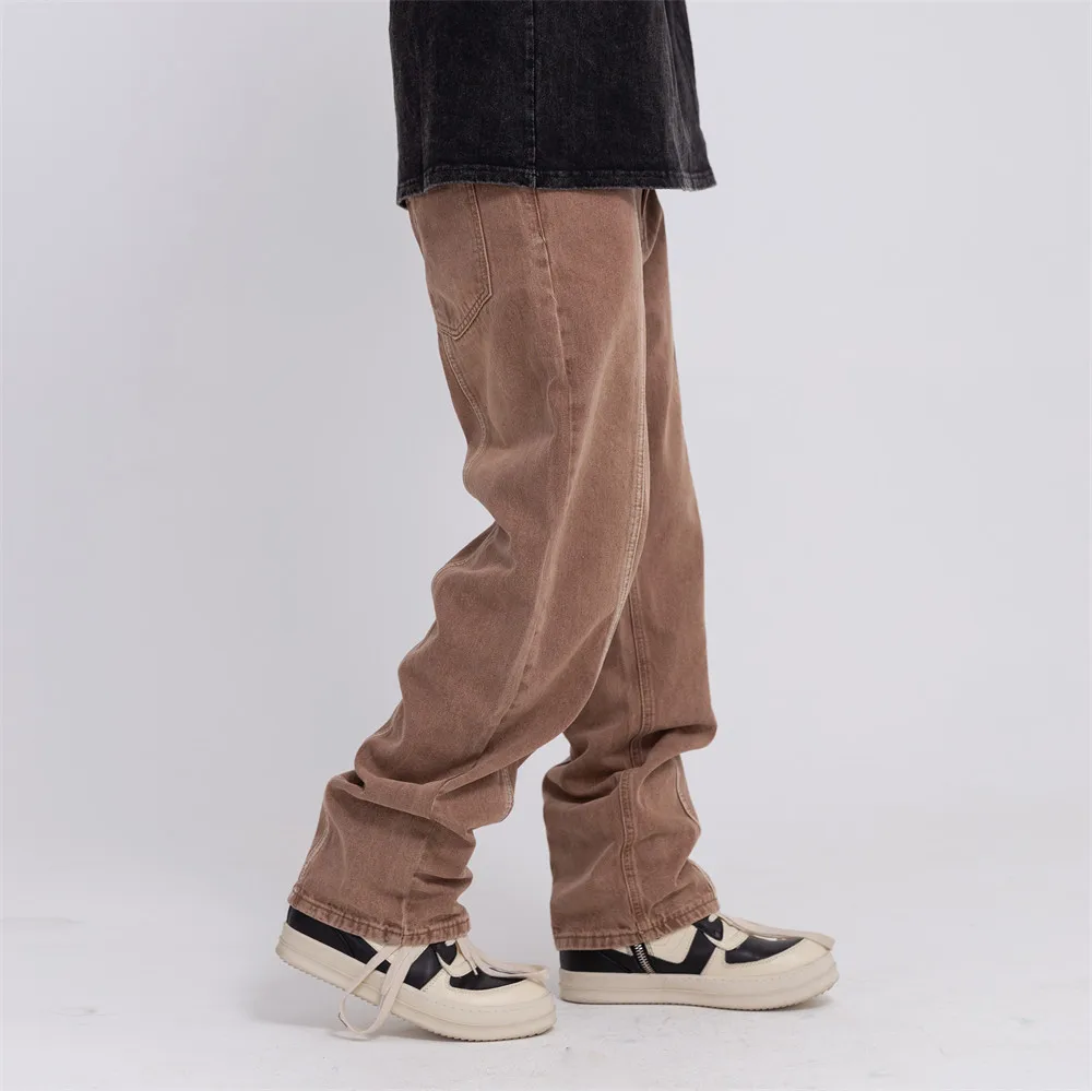 Straight Loose Wide-leg Pants Patchwork Men Jeans Fashion High Street Hip Hop Korean Style Trousers Retro Washed Pantalones