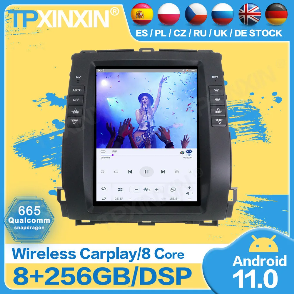 Qualcomm Tesla стерео Android 11 для Lexus GX470 Toyota Prado 2002 2003 2004 2005 2006 2007 2008 2009 GPS приемник головное