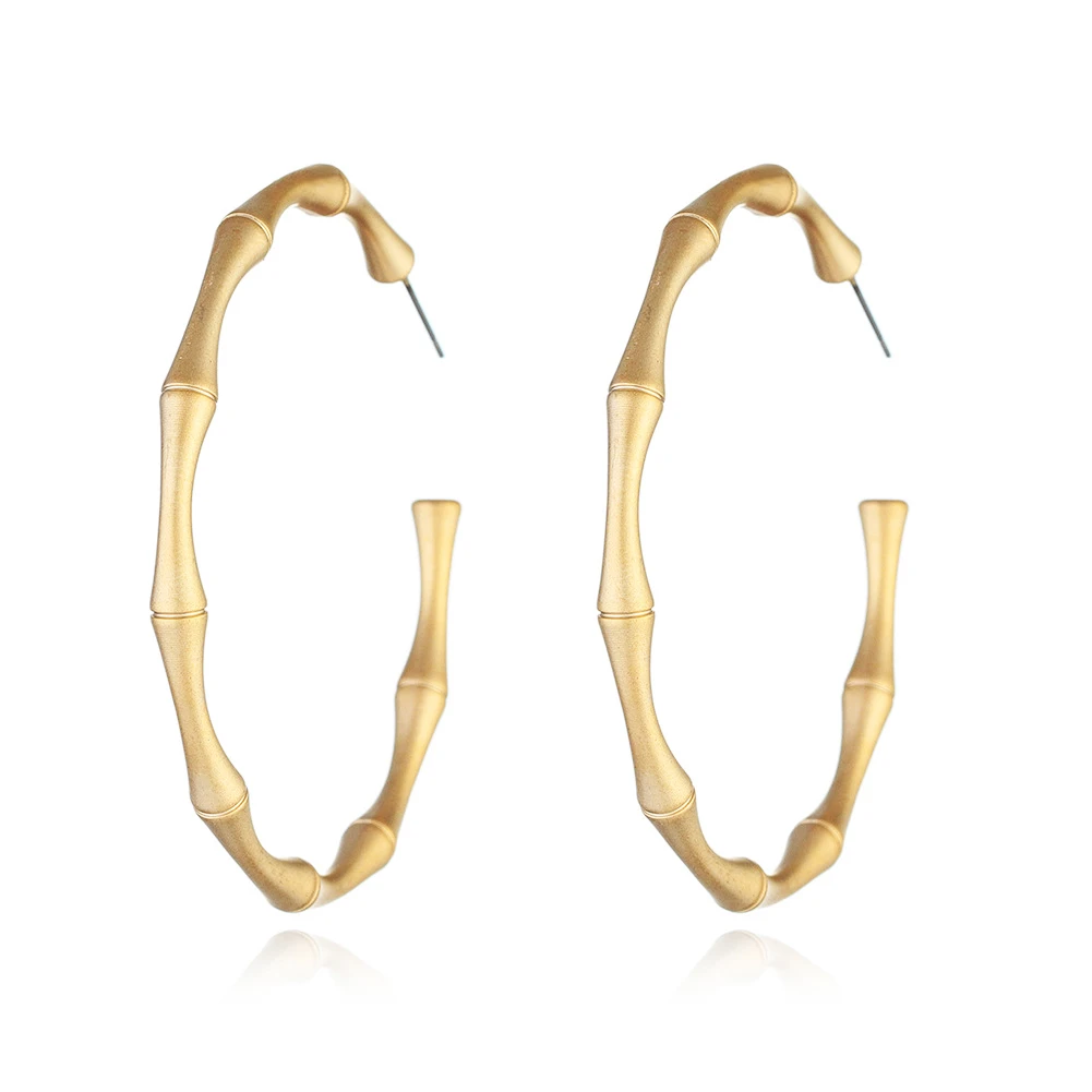 

Женские большие серьги-кольца в форме бамбука, золотистые металлические серьги в Корейском стиле, модные ювелирные украшения для свадьбы, в...