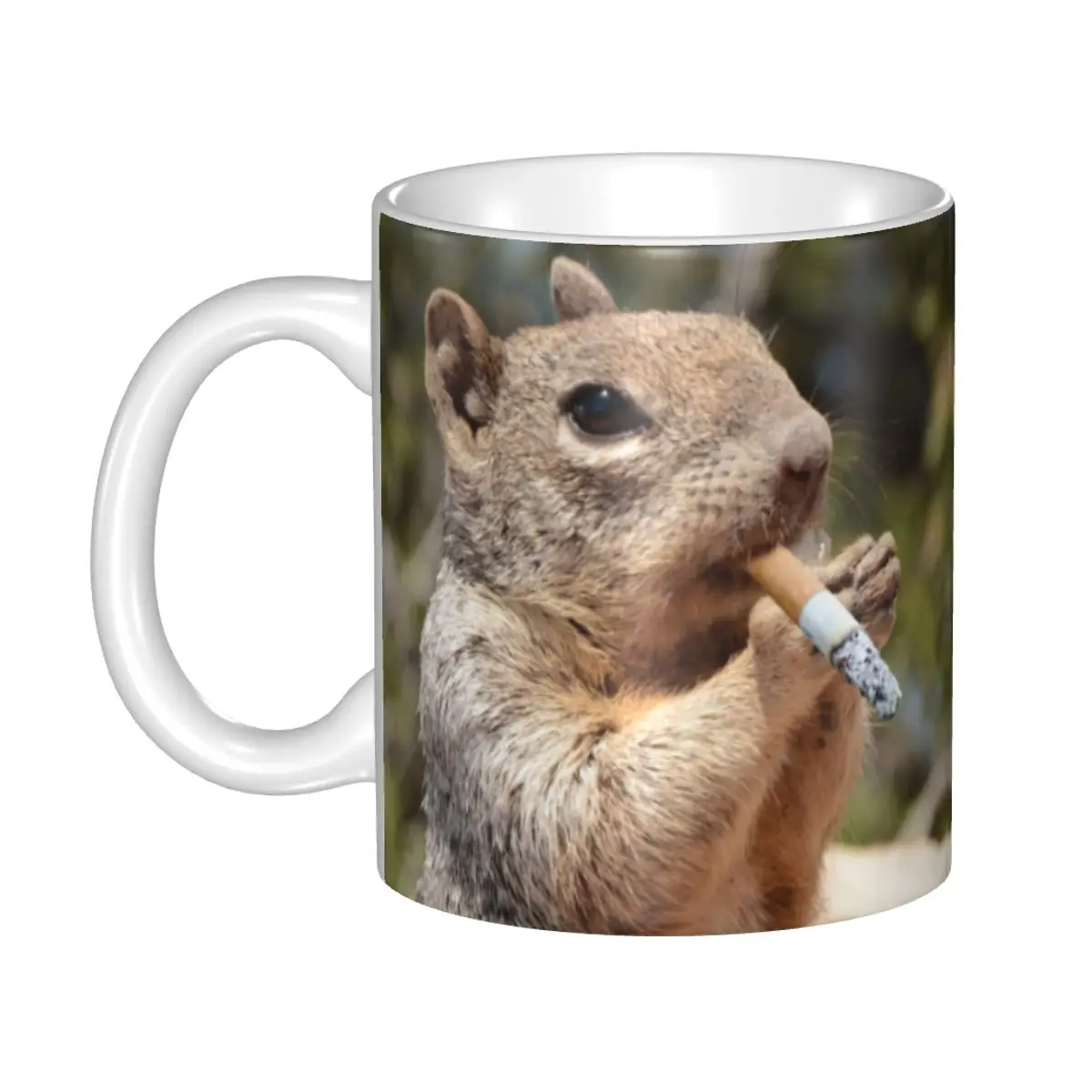 

DIY Cigarette Smoking Squirrel Ceramic Mugs Customized Animal Coffee Cup Creative Present