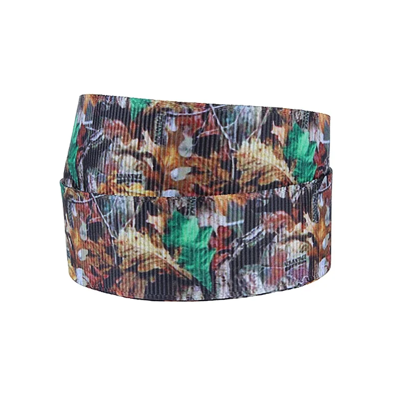 

50 yards leaf camo printing grosgrain ribbon for garment accessories