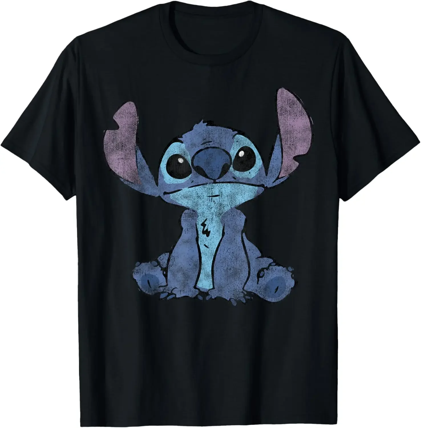 Фото Hot Fashion Casual Disney Lilo & Stitch Distressed Stitch Portrait T-Shirt S-6XL Summer №1