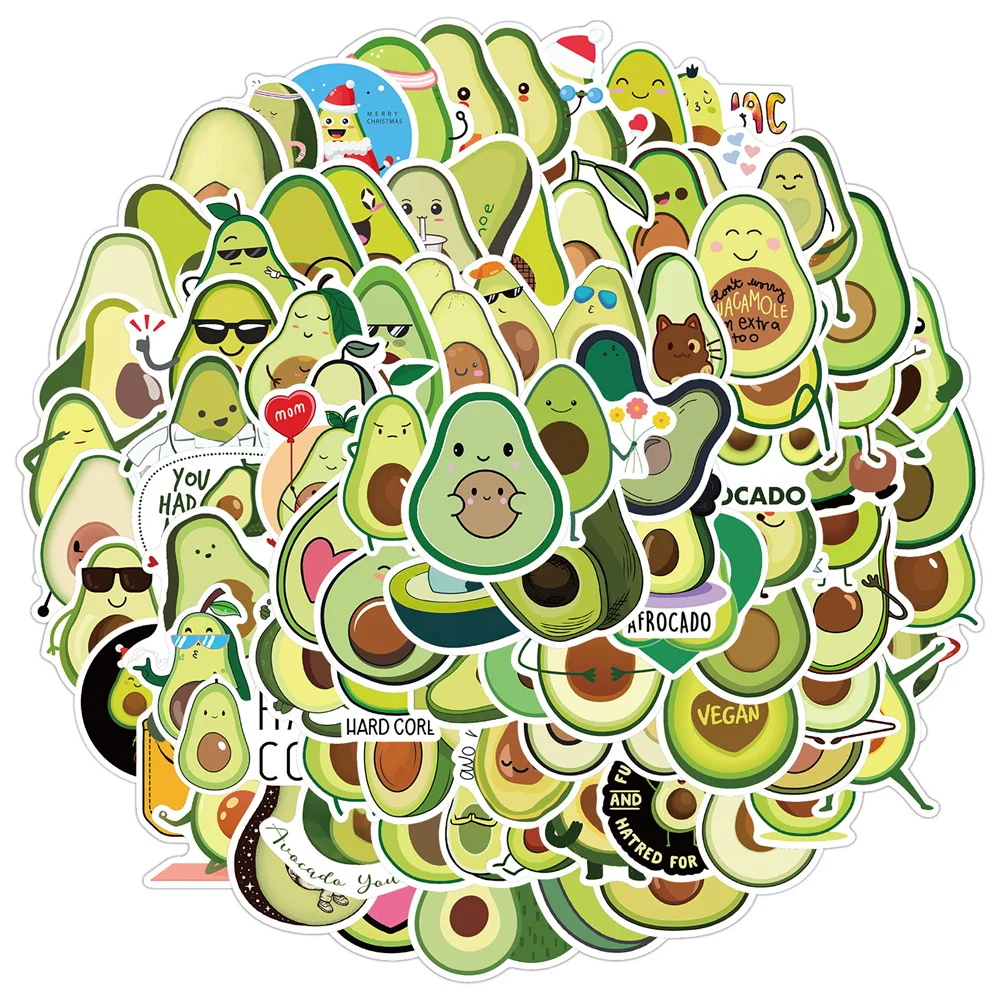 

10/30/50PCS Cartoon Cute Avocado Graffiti Waterproof Sticker Personality Creative Decal Refrigerator Skateboard Helmet Wholesale