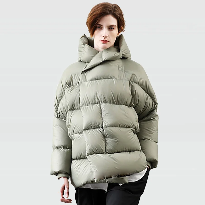 Women 2023 New Winter Light White Duck Down Coats Female Solid Short Hooded Puffer Jackets Thicken Outwear Warm Ladies Overcoat