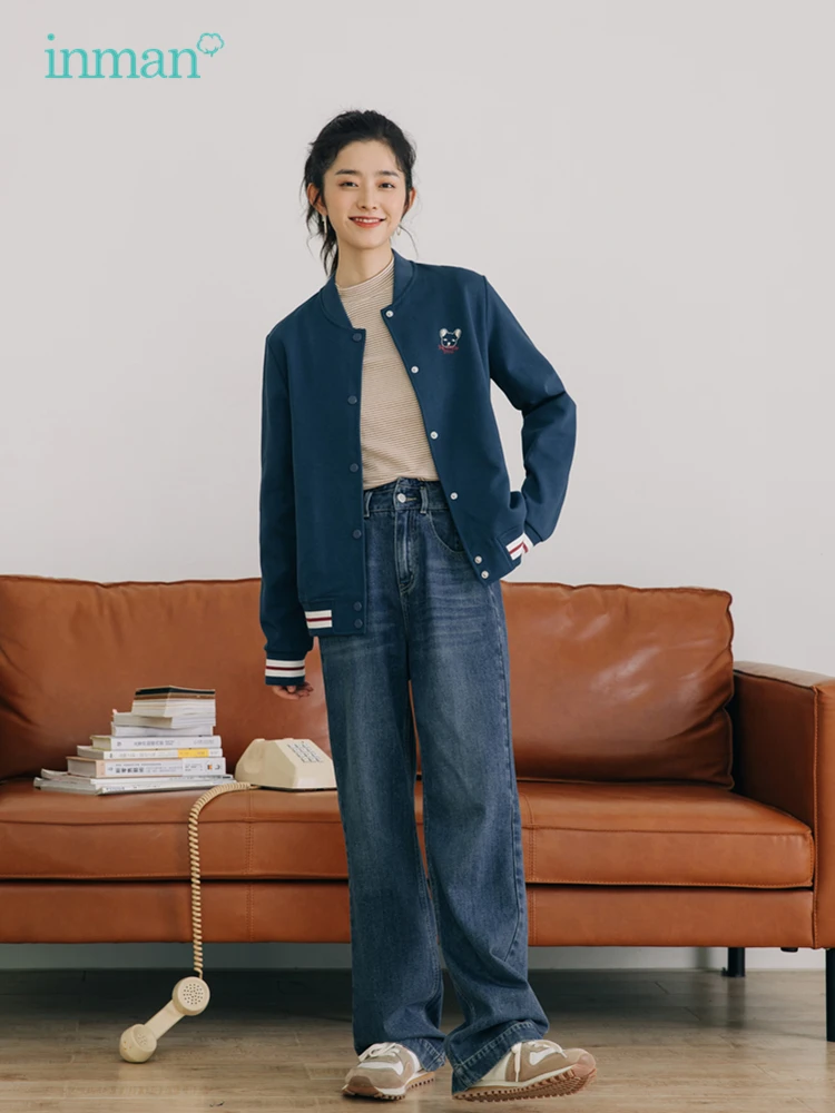 INMAN Женское пальто осень зима молодой милый стиль цвет Comtrast манжеты подол