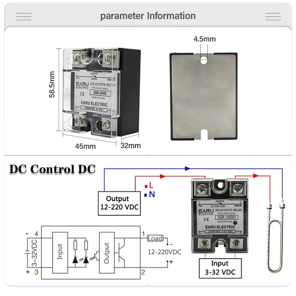 SSR-25DA SSR-40DA SSR-40AA SSR 10A 25A 40A 60A 80A 100A DD DA AA твердотельный релейный модуль для