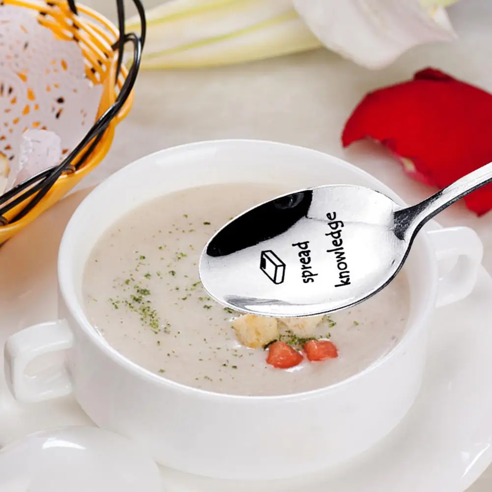 

Прочная Бытовая ложка, Прочная гибкая ложка для кофе из нержавеющей стали с гравировкой, легко хранить