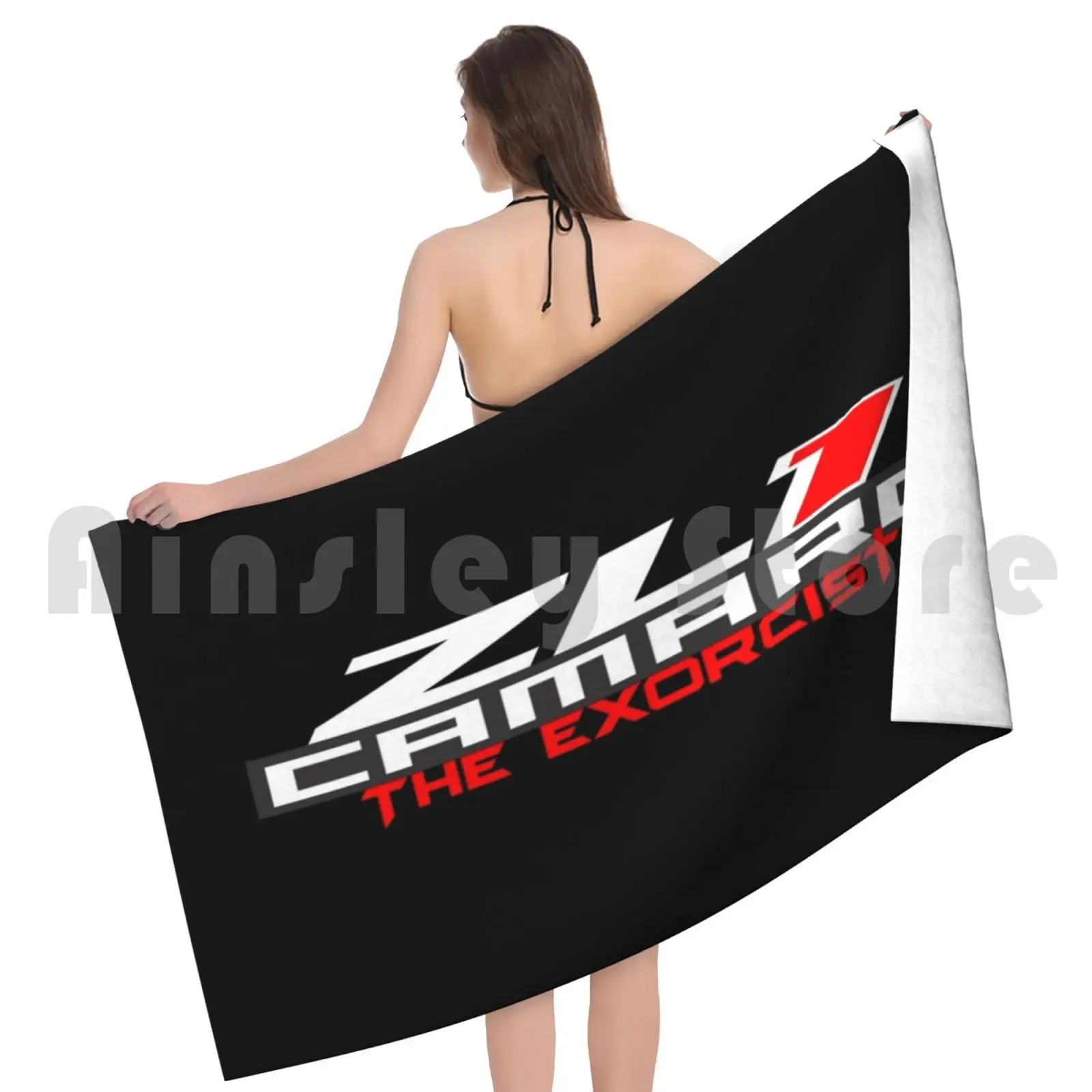 Плоское полотенце Camaro Zl1 The Exorcist Badge пляжное быстросохнущее качественное Chevi Muscle