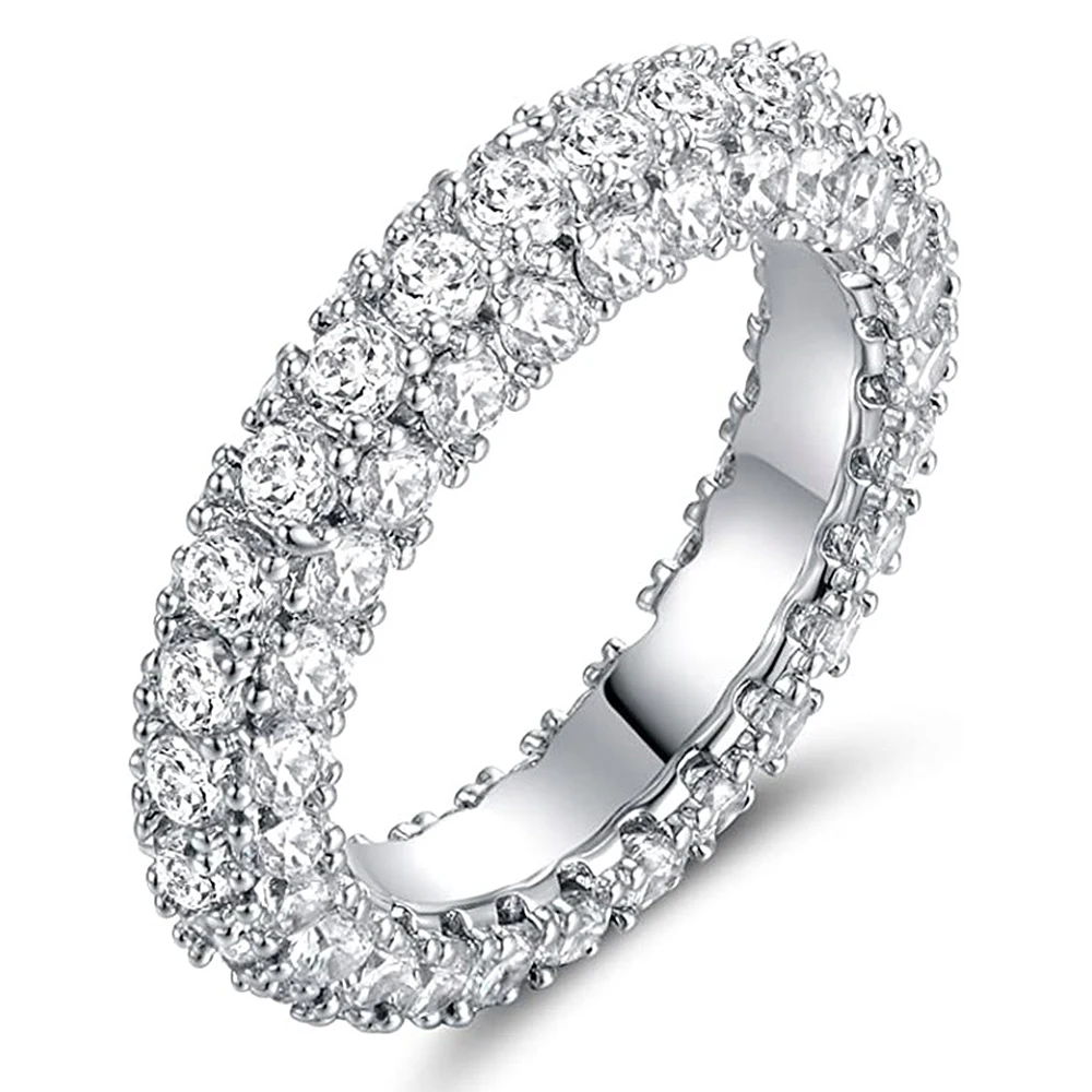 

Huitan Luxury Promise Wedding Ring for Women Micro Paved Cubic Zirconia Simple Versatile Engagement Proposal Ring Party Jewelry