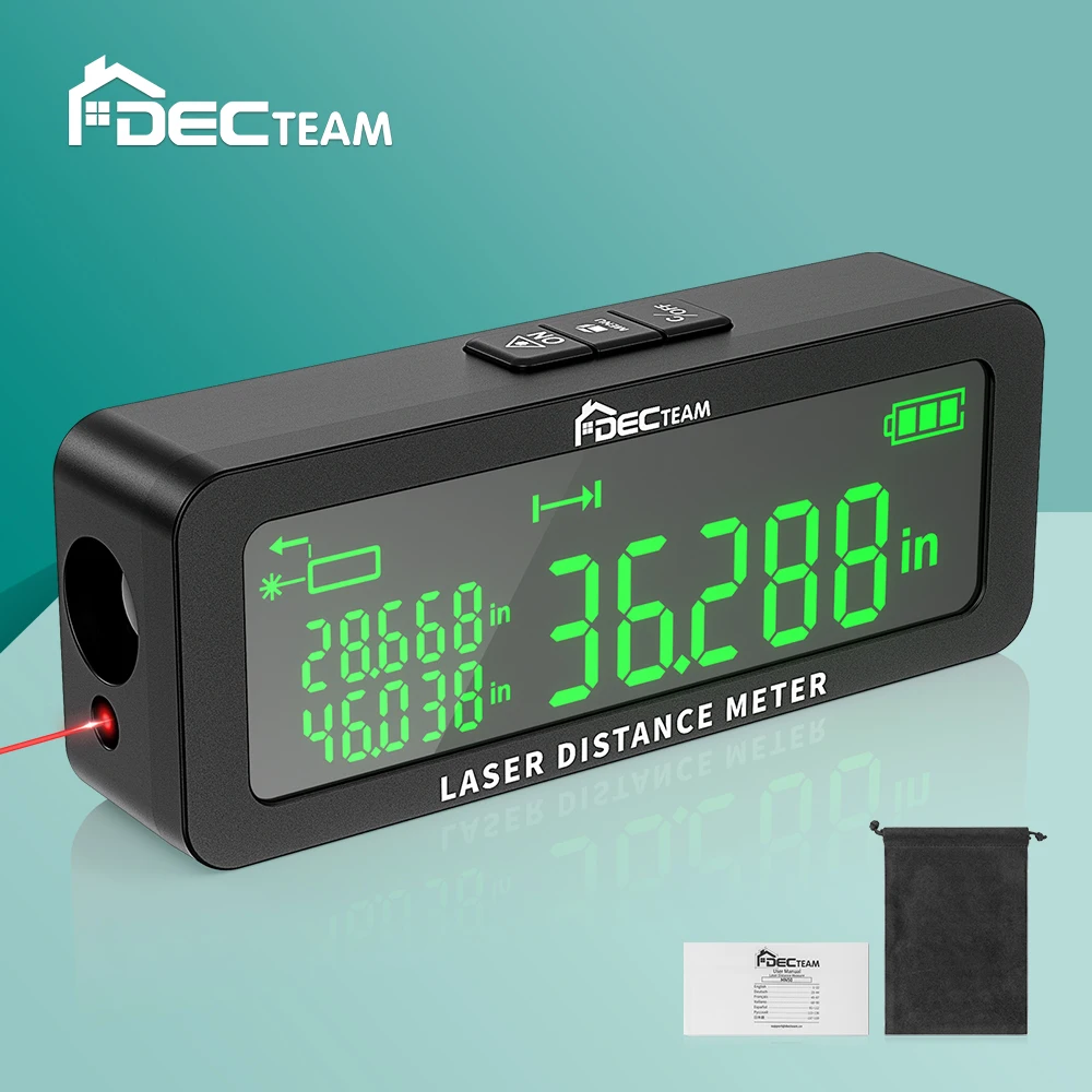 

Decteam Laser Distance Meter 165Feet/50M Laser Measure with LCD Multiple Angle Distance Area Volume Measurement Modes