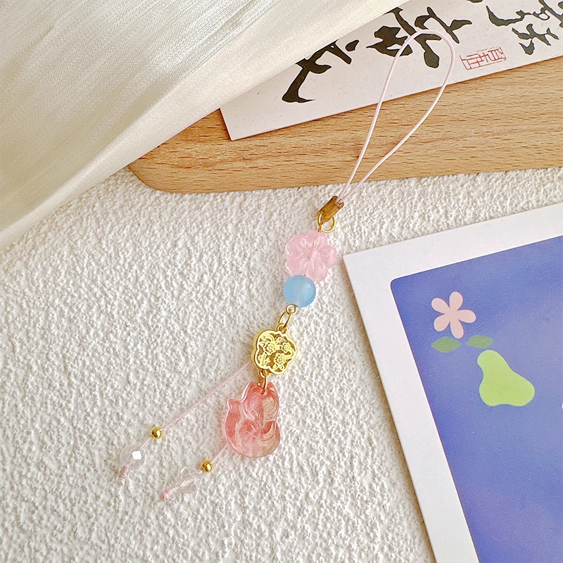 Кулон с лисой глазурью миндальное печенье брелок бисером цепочка для телефона