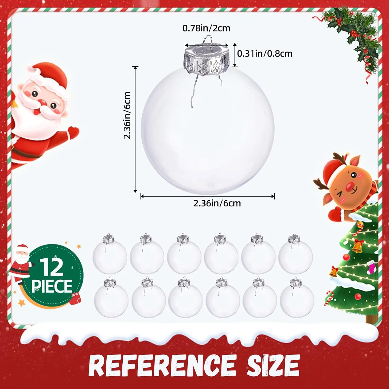 Прозрачные рождественские шары 12 шт.