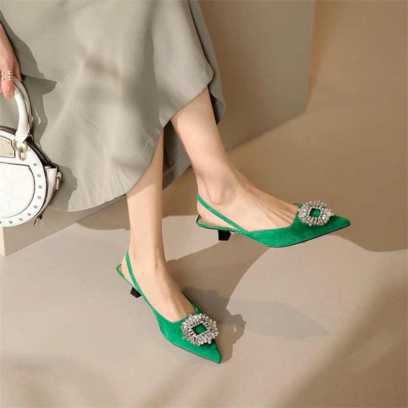 Summer Pumps For Women Office Shoes Pointed-toe Womans Sandals 3.5cm Thin High Heels Med Heels Charm Female Work Shoes Sandals