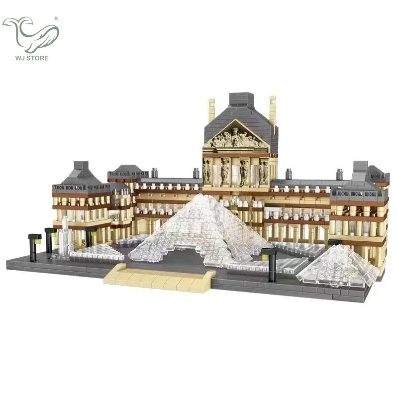

World Famous Architecture Paris Louvre Museum 3D Model Building Blocks 3377pcs Mini DIY Diamond Micro Bricks Toys for Children