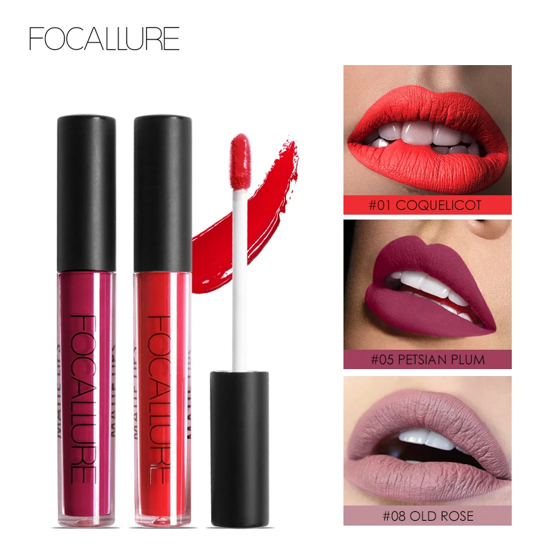 

FOCALLURE Matte Lipgloss Sexy Liquid Lipstick Long Lasting Waterproof Cosmetic Beauty Keep 24 Hours Lip Makeup