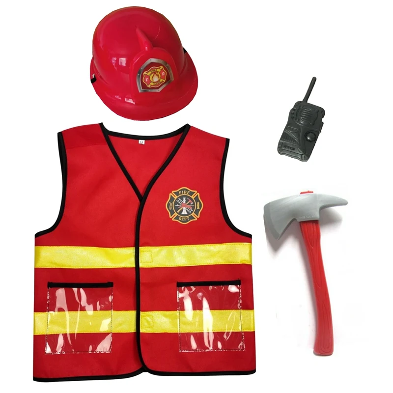 Детская Униформа пожарного Косплей маленький пожарный Детский костюм на