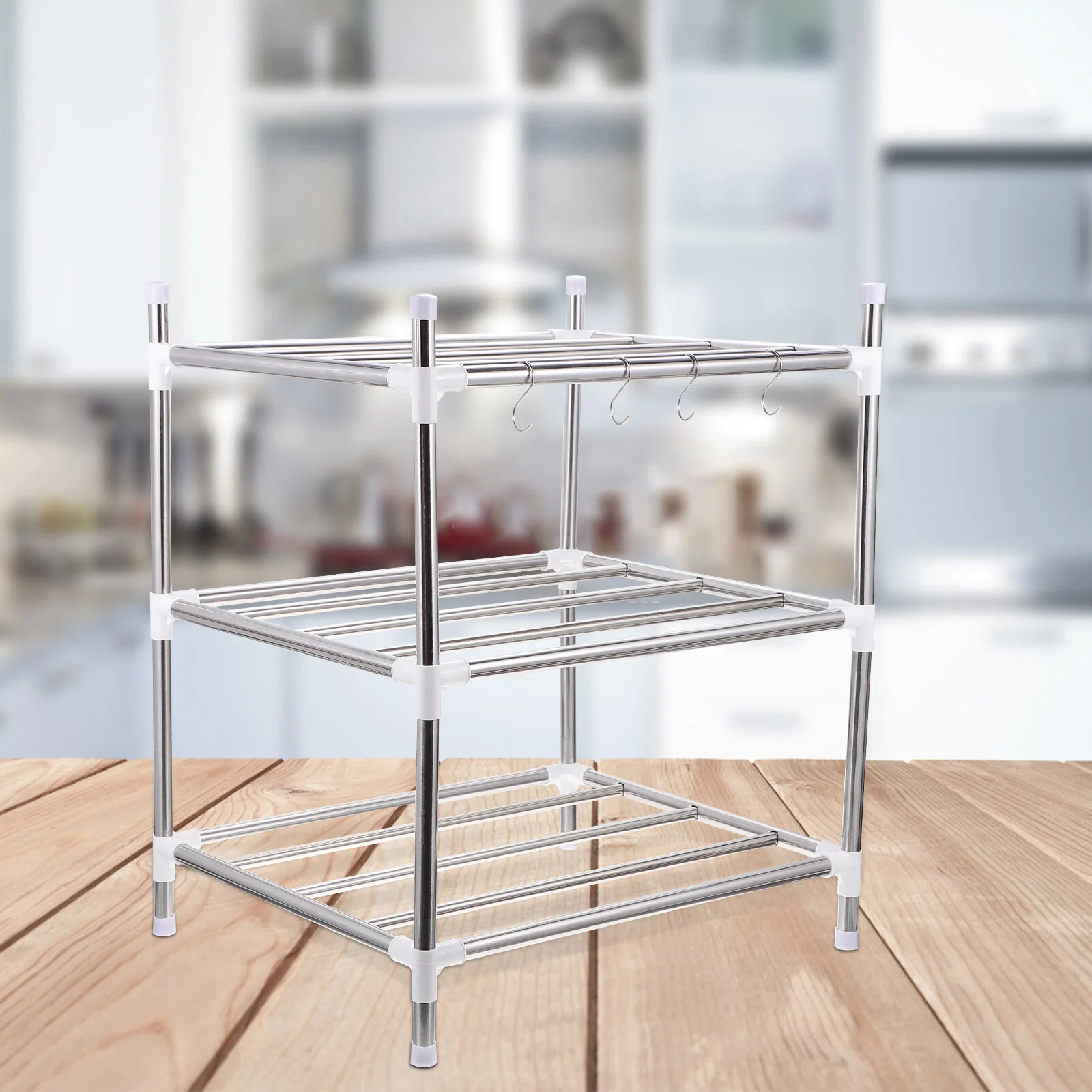 

Stainless Steel Household Storage Holder Kitchen Shelf Rack Durable Multi-function