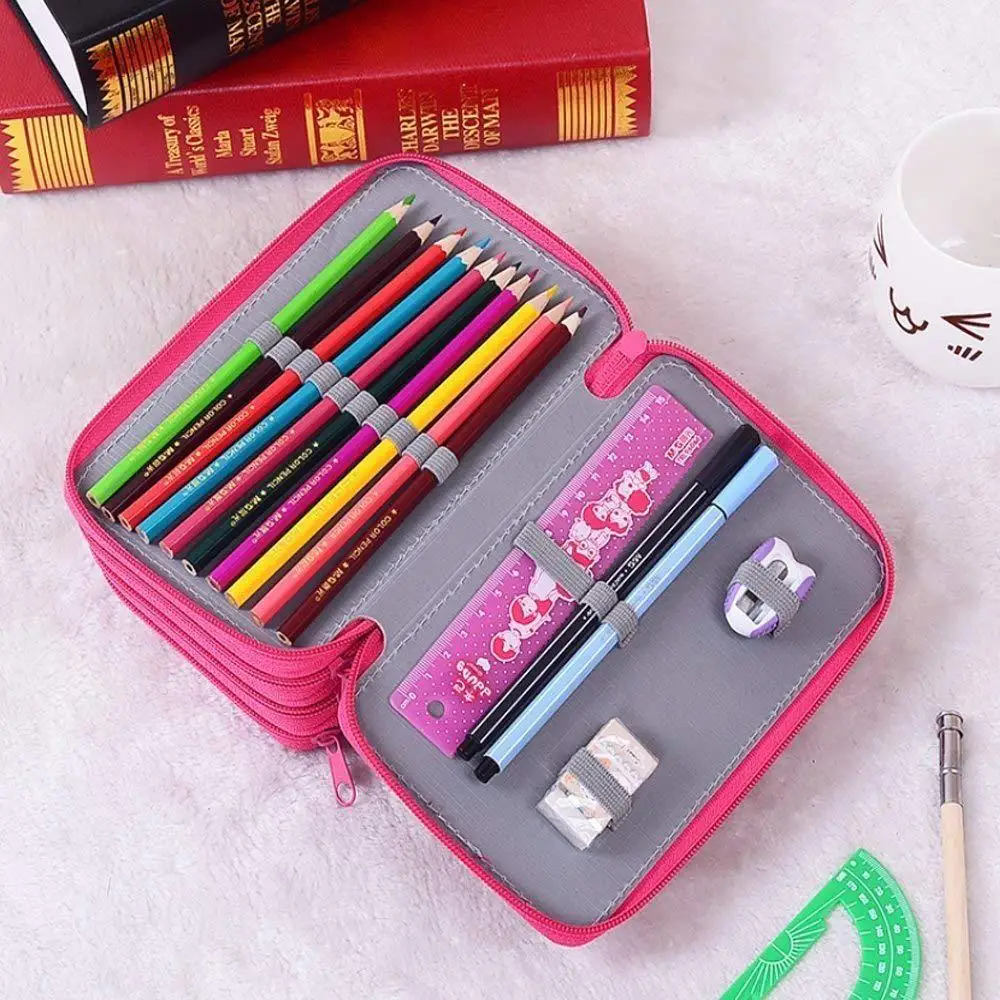 72 Holders 4 Layer Pencils Case Portable Oxford Canvas Pouch Brush Pockets Bag Pencil Holder School Supplies stationery