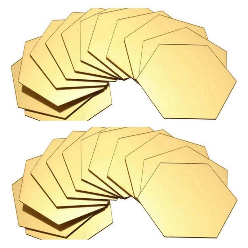 

HOT SALE 24 Pcs DIY 3D Mirror Hexagon Decal Art Mural Wall Sticker Home Decor Removable Gold