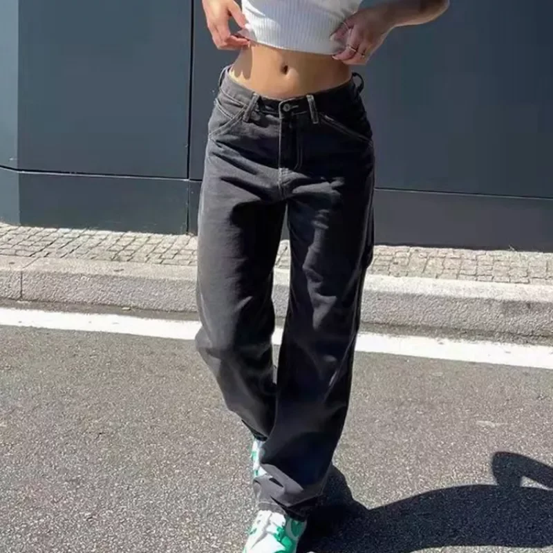 

Vintage Single-breasted Women Denim Jeans High Waist Stretch Pants Capris Streetwear Female Split Cuff Jeans Pants 2019 Autumn