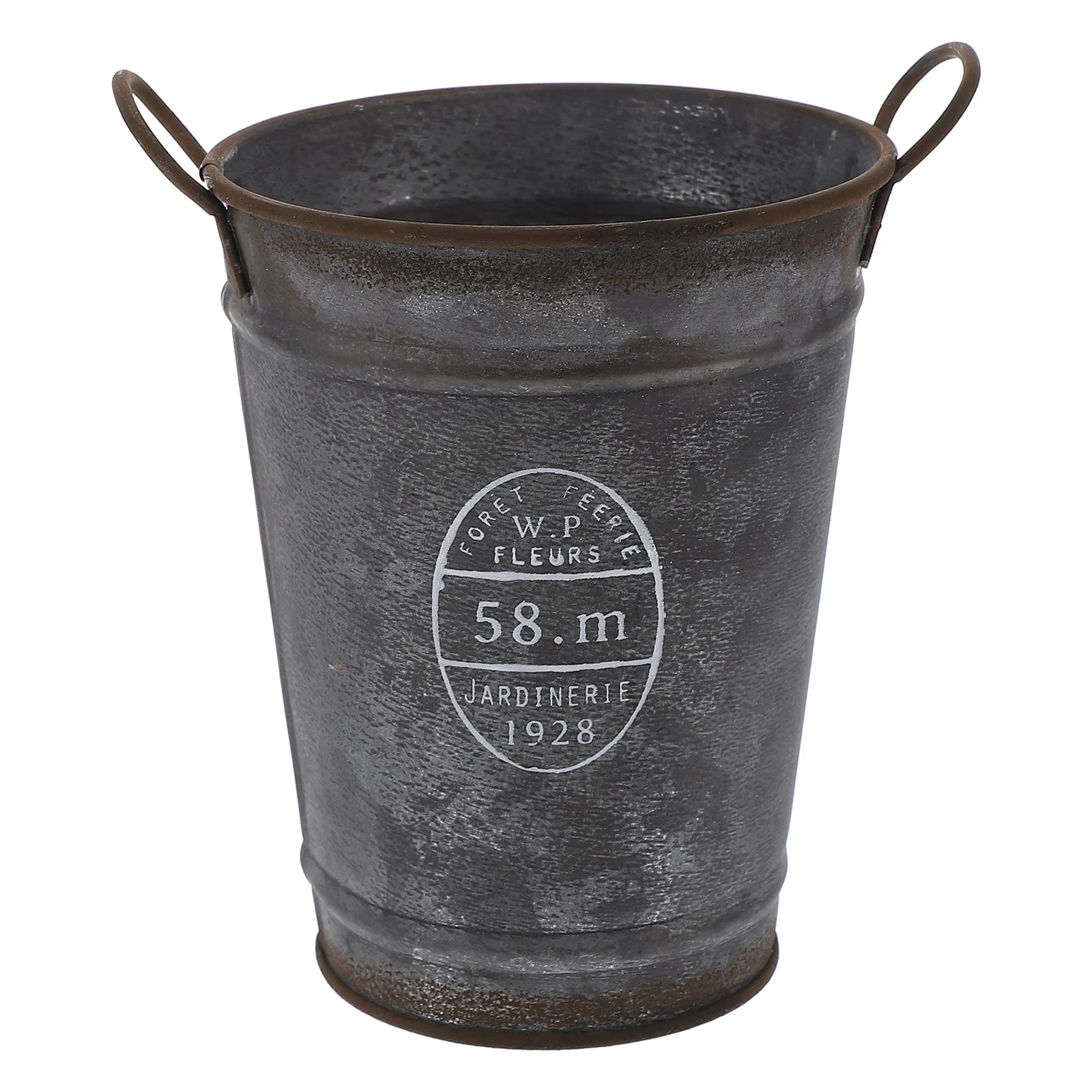 

Bucket Flower Metal Vase Pot Iron Galvanized Planter Tin French Rustic Round Shabby Chic Farmhouse Jug Handle Vasesvintage Retro