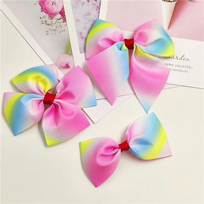 

1 Piece Pretty Pink Rainbow Ties 3 Styles Bows Elastic Hair Bands For Baby Girls Hairpin Clips Scrunchy Kids Hair Accessories