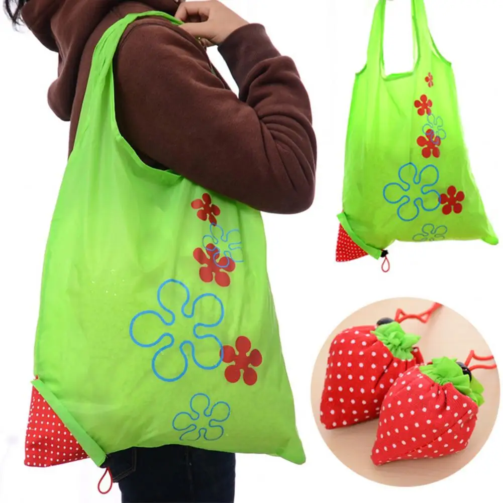 

Strawberry Pendant Shopping Bag Foldable Eco-Friendly Shopping Bag Tote Folding Pouch Handbags Large-capacity Travel Grocery Bag