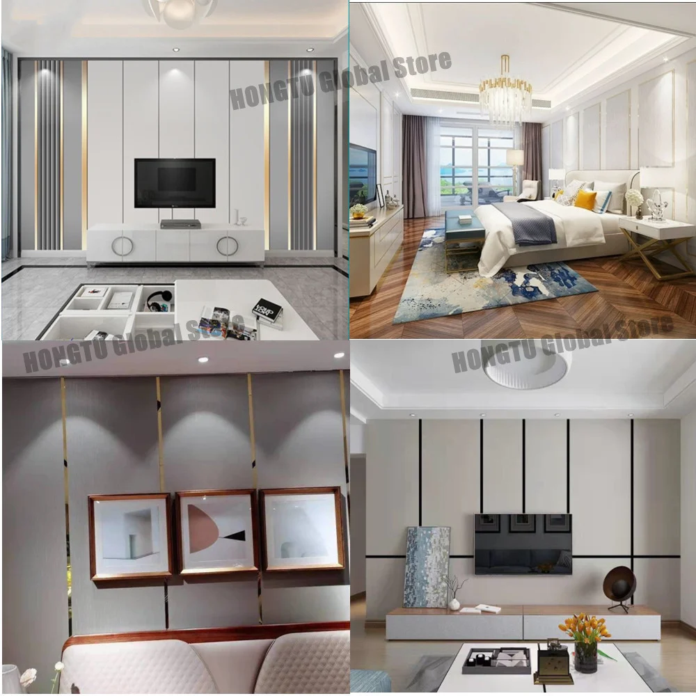 1 рулон золотистая настенная наклейка из нержавеющей стали плоские декоративные