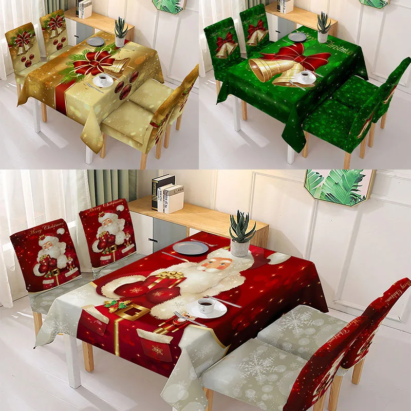 

New Year's Tablecloth Navidad Celebration Setting Table Cover Square Table Chair Cover Tablecloth for Table Christmas Decor