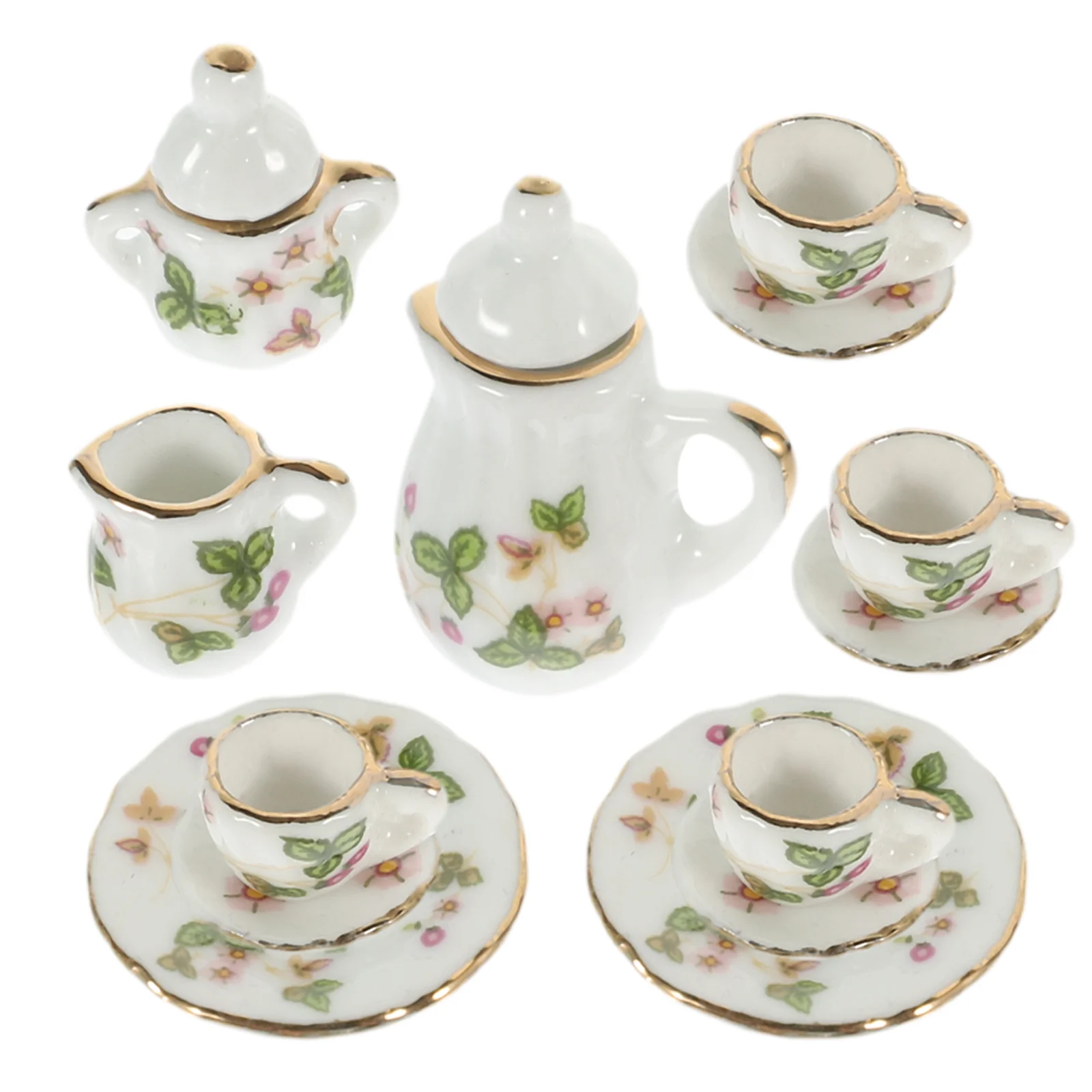 

1 Set Miniature Tea Set Mini House Teapot Cups Set Mini Tea Pot Cups Saucer Set House Decoration