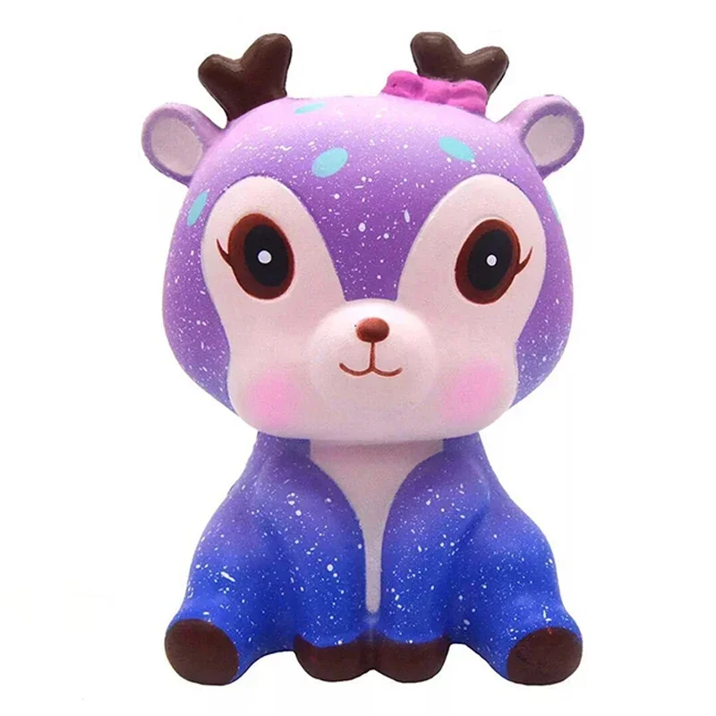 Jumbo Kawaii красочные Galaxy Deer мягкие медленно растущие сжимаемые игрушки кремовые