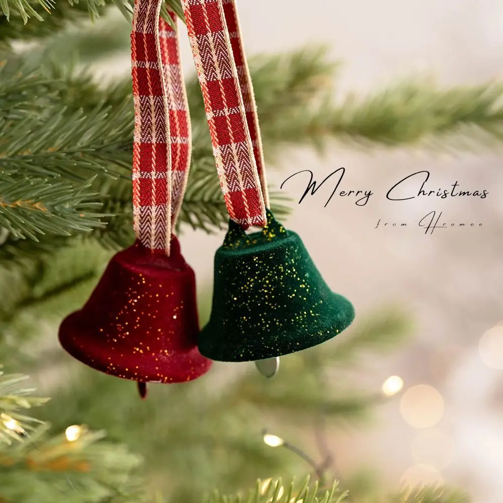 6 шт. рождественские флокированные колокольчики в стиле ретро кулон красный
