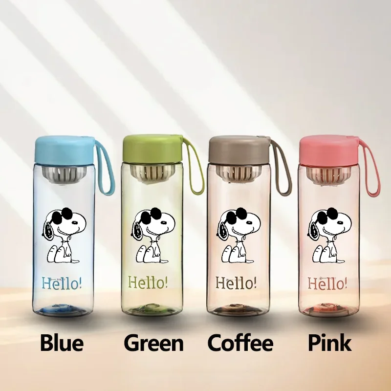 650ML Snoopy Children's Portable Large Capacity Water Cup Student Leak Proof Plastic Bottle Outdoor Sports