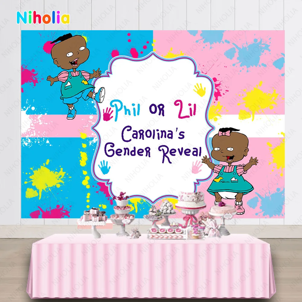 NIHOLIA-telón de fondo de fiesta de Rugrats para niños, Fondo de foto de fiesta de cumpleaños, Banner de decoración de vinilo de dibujos animados