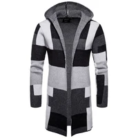 male brand knitted sweater coats men stripe color splicing jackets fashion long cardigan coat outerwear sweaters drop shipping