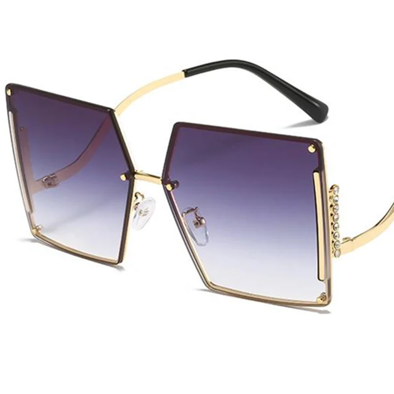 

Women Sunglasses Rimless Trimming Sun Glasses Anti-UV Spectacles Personlaity Diamond Inlay Eyeglasses Square Ornamental