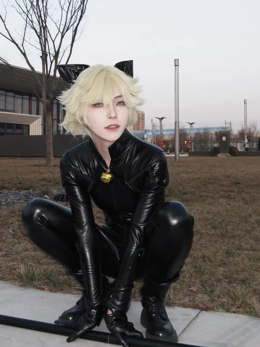 Косплей костюм кошка ZOBOTT черный искусственная кожа