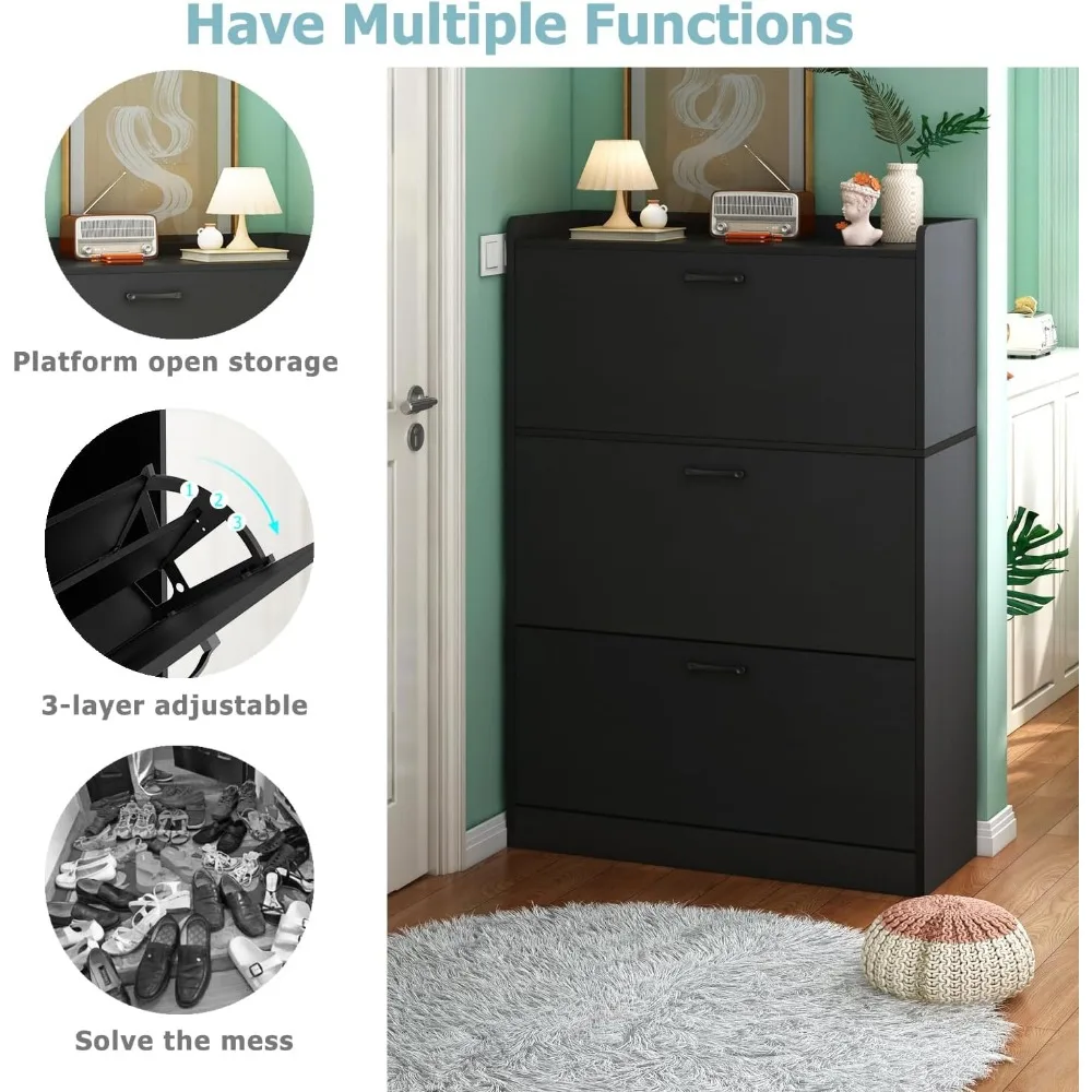 18 пар обувного шкафа с 3 откидными ящиками органайзер для скрытой полки обуви