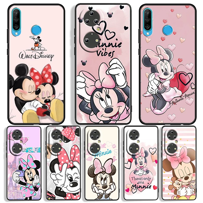 

Disney Pink Minnie Mickey For Huawei P50 P40 P30 P20 P10 Pro Lite P Smart Z 2021 2019 4G 5G Silicone Soft Black Phone Case