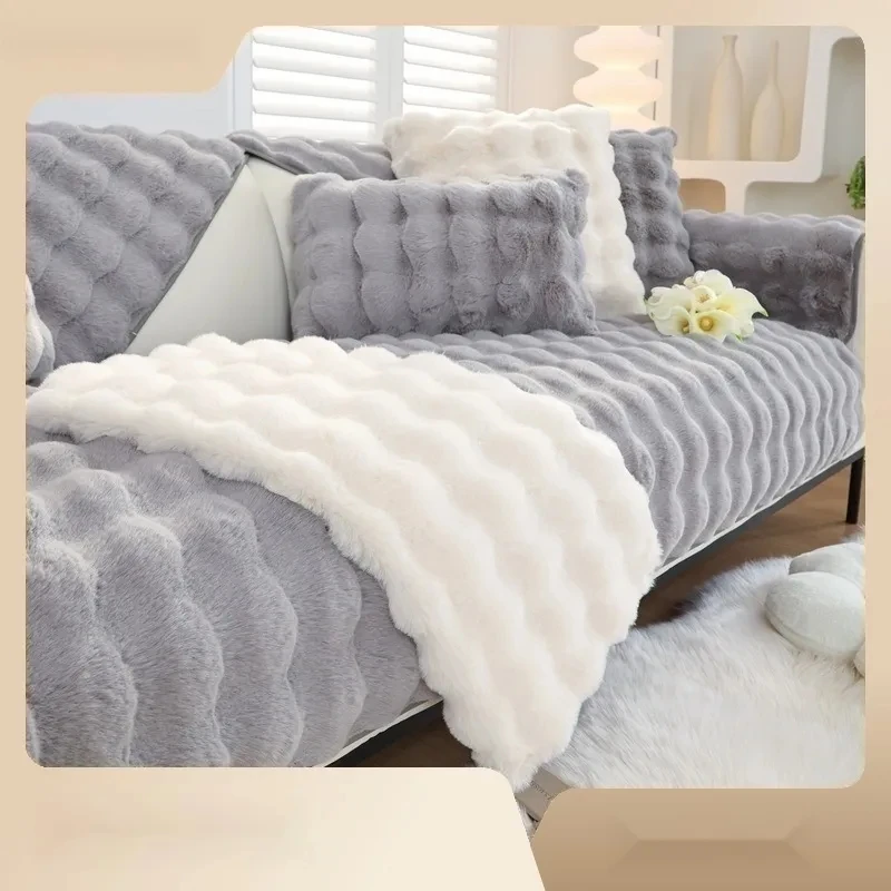 

Плюшевый кролик интернет знаменитости диванная подушка зимняя утепленная флисовая подушка нескользящий кожаный чехол для дивана