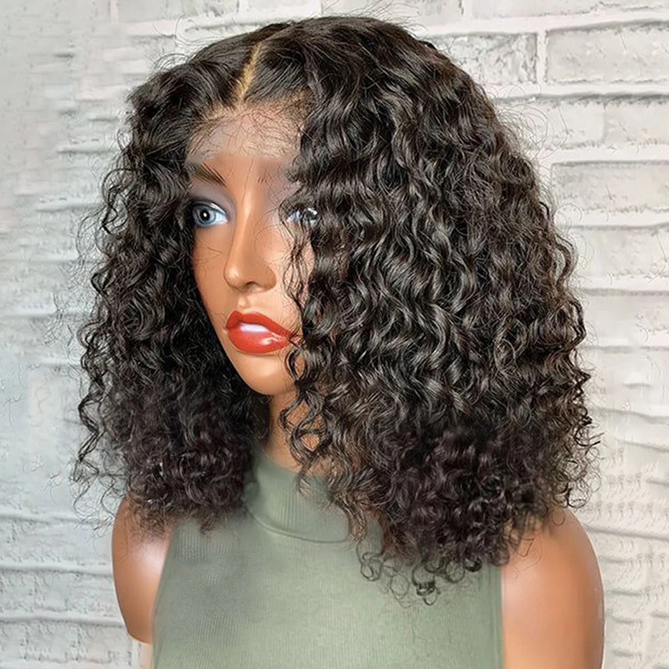 Short Jerry Curly Bob Wig 13x6x1 Lace Front Human Hair Wigs Deep Wave For Women Mahogany Red Brown Lace Front Kinky Curly Wig