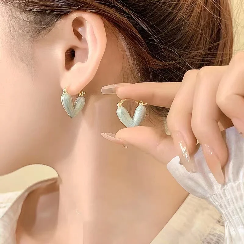 Popular Fashion Love Earrings Cute Style Heart-Shaped Earrings Simple Temperament Birthday Gift To Women's Fine Jewelry