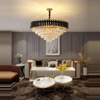 postmodern black golden chrome crystal stainless steel dimmable led suspension luminaire lampen lustre pendant lights for foyer
