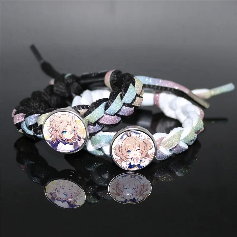 

genshin impact cosplay Leather Snap Bracelet Luminous Game Eye of God Genshin Bracelet Multilayer Braided Anime Bracelets Men